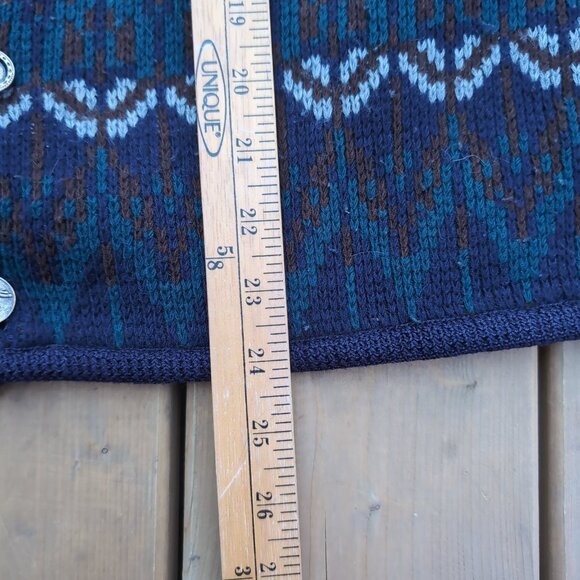 ULLR Cardigan Sweater Women's Black Tight-Knit Argyle Diamond Front Button - Picture 5 of 9